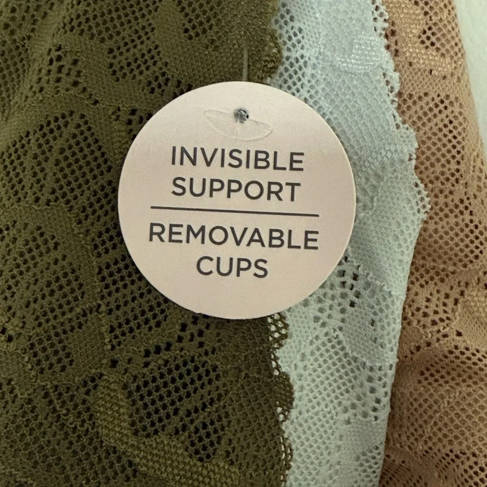 Danskin Lace Bralette Trio - Olive, Tan, Gray - Picture 5 of 7